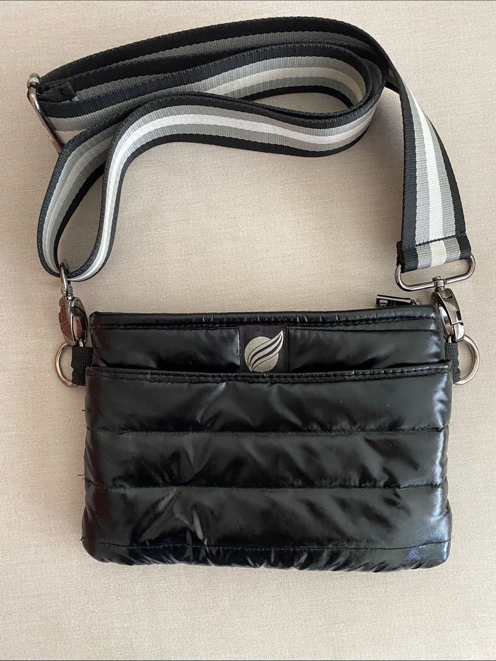 Think Royln Black Quilted Puffer Bum Bag Crossbody / Belt Bag (8.5” x 6”)